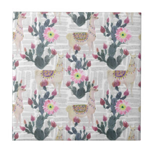 Carreau Motif de cactus d'aquarelle