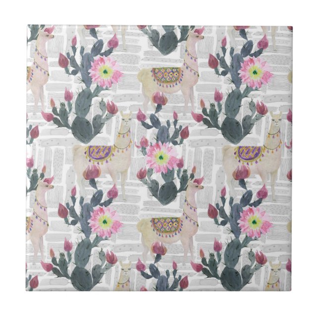 Carreau Motif de cactus d'aquarelle (Devant)