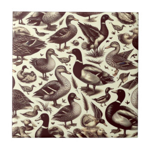 Carreau Motif de canard vintage et d'oie