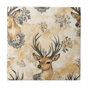 Carreau Motif de cerfs de la forêt ancienne