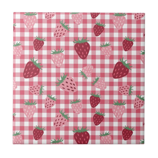 Carreau Motif de champ fraise (Devant)