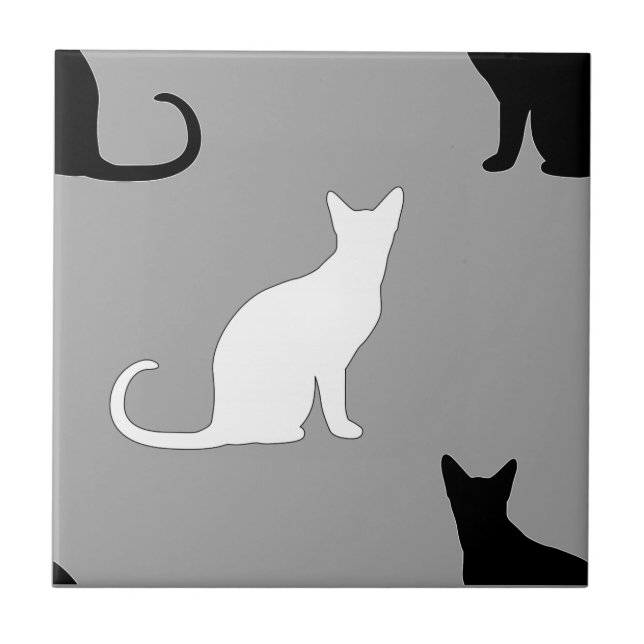 Carreau Motif de chat noir et blanc (Devant)