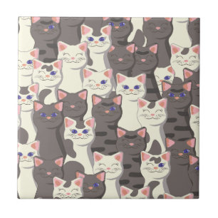 Carreau Motif de chats blancs et gris