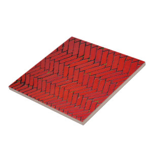 Carreau Motif de chevron de brique rouge brillant