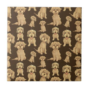Carreau Motif de chien Brown labradoodle doré