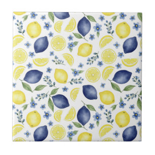 Carreau Motif de citron de campagne française bleu