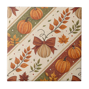 Carreau Motif de citrouille et de feuilles d'automne