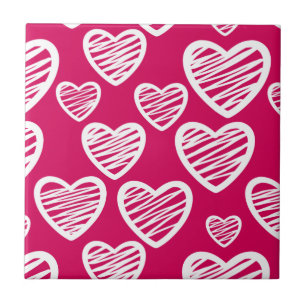 Carreau Motif de coeur Gras Rouge et Blanc Scribble