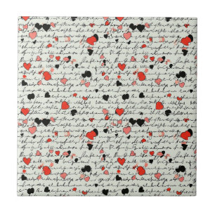Carreau Motif de cœur moderne avec fond de script (16)