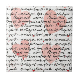 Carreau Motif de cœur moderne avec fond de script (19)