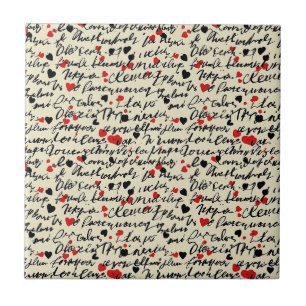 Carreau Motif de cœur moderne avec fond de script (6)