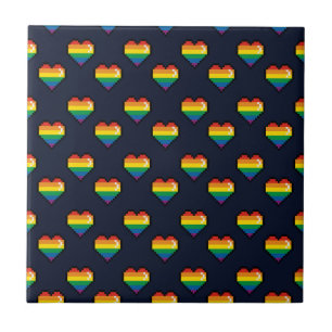 Carreau Motif de coeur Rainbow 8 Bit