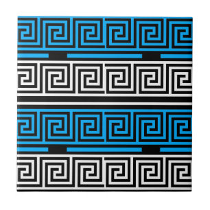 Carreau Motif de conception de frise à clé grecque bleu no