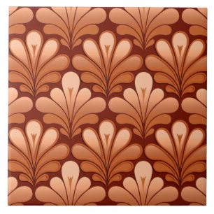 Carreau Motif de coquille Art déco, cuivre et rouille Brow