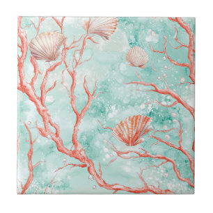 Carreau Motif de corail de la vie marine