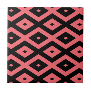 Carreau Motif de corail et de diamant noir