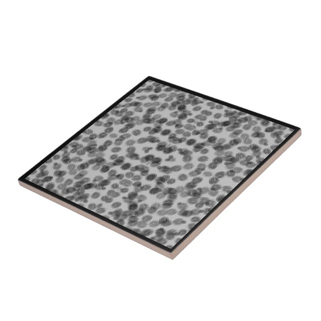 Carreau Motif de coups de pinceau texturés torsadés Noir s (Côté)