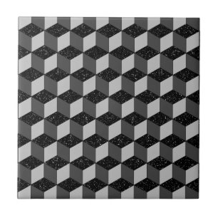 Carreau Motif de cube 3D géométrique gris-noir moderne