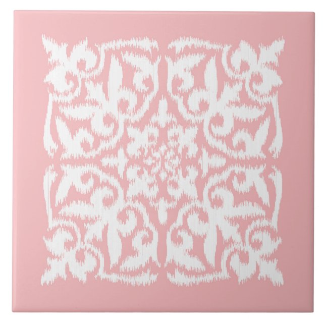 Carreau Motif de damassé d'Ikat - écossez le rose et le (Devant)