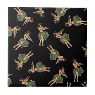 Carreau Motif de danse de la fille de Hula