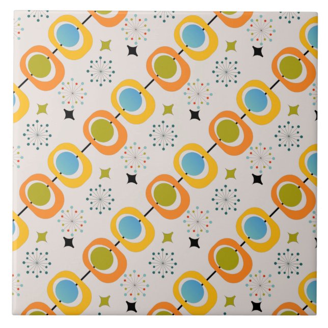 Carreau Motif de démarrage moderne rétro du milieu du sièc (Devant)