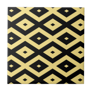 Carreau Motif de diamant jaune citron et noir