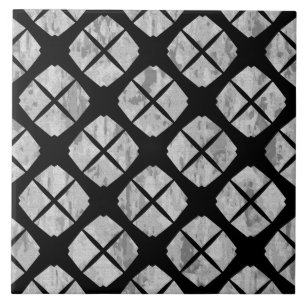 Carreau Motif de diamants moderne urbain noir et gris
