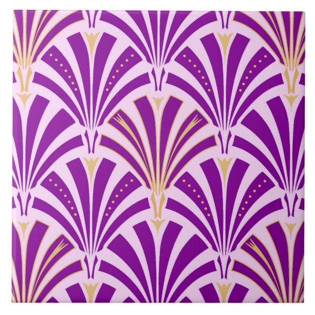 Carreau Motif de fan d'art déco - pourpre et orchidée (Devant)