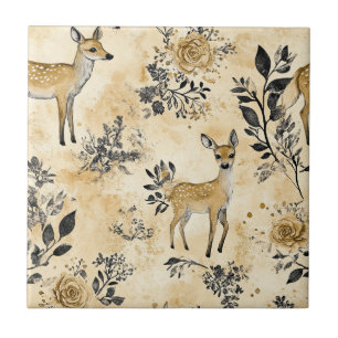 Carreau Motif de faon de la forêt fantaisiste