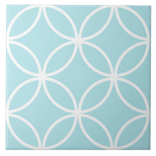Carreau Motif de feuille de cercle bleu et blanc
