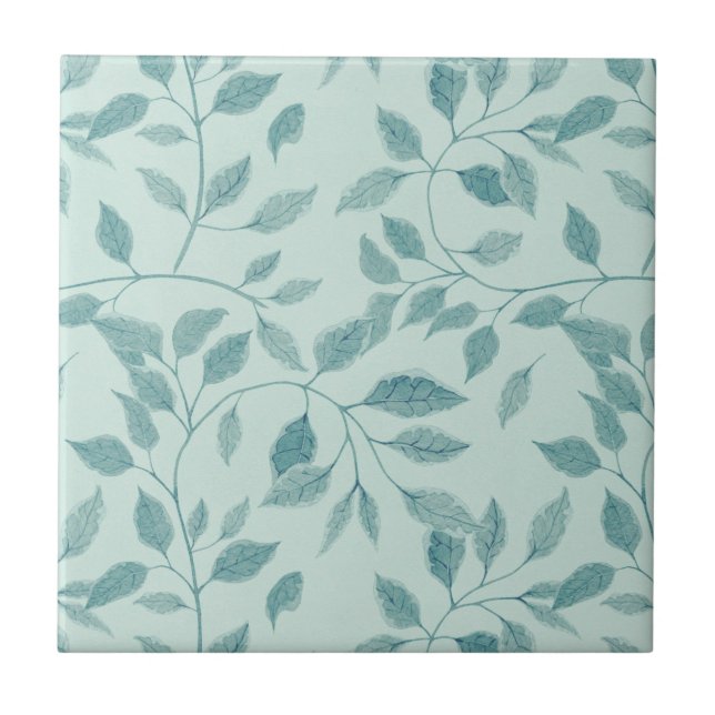 Carreau Motif de feuille turquoise clair (Devant)