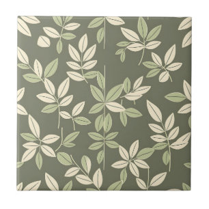 Carreau Motif de feuilles botaniques Olive Sage