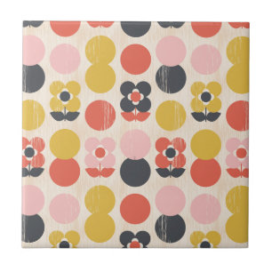 Carreau Motif de fleur moderne de la moitié du siècle