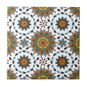Carreau Motif de fleur opulent d'étoile de maharaja Inde