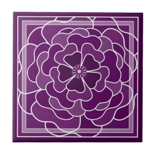 Carreau Motif de fleurs abstraites violet foncé