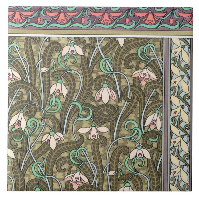 Carreau motif de fleurs de neige Art nouveau (Devant)