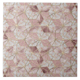 Carreau Motif de fleurs d'étoile géométrique d'or rose 