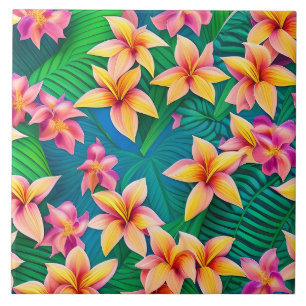 Carreau Motif de fleurs tropicales hawaïennes