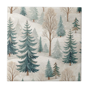 Carreau Motif de forêt enneigée – Paysage hivernal paisibl