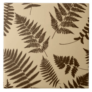 Carreau Motif de fougère en bois, Brown beige et foncé