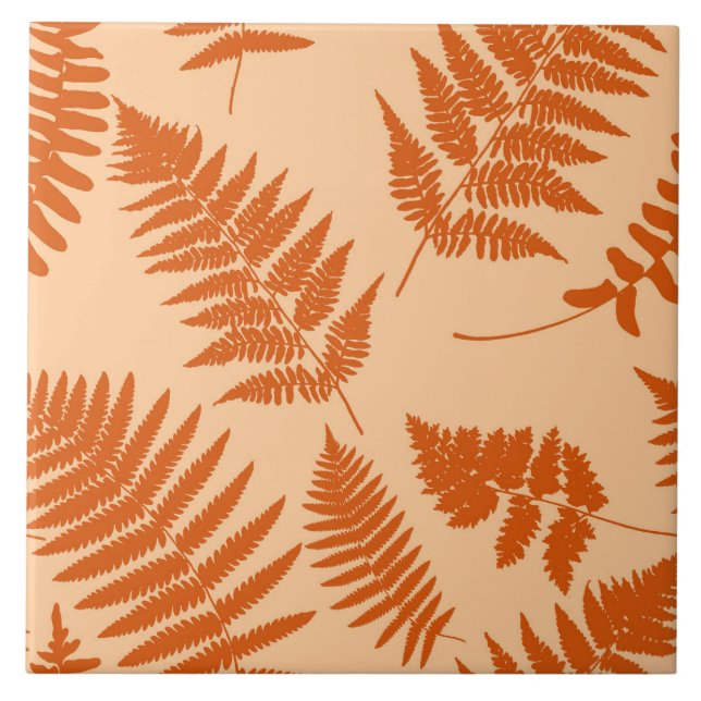 Carreau Motif de foune boisée, Pastel et Mandarin Orange (Devant)