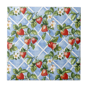 Carreau Motif de fraise et feuille de charme - Vintage (2)