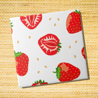 Carreau Motif de fraises rouges