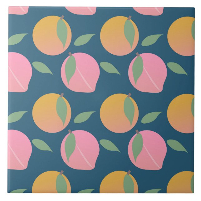 Carreau Motif de fruits orange de Pêche rose (Devant)