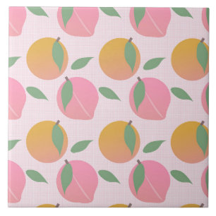 Carreau Motif de fruits orange pêche rose