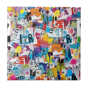 Carreau Motif de graffiti urbain coloré (8)