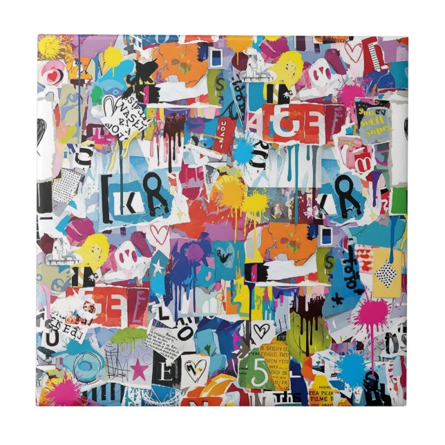 Carreau Motif de graffiti urbain coloré (8) (Devant)