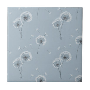 Carreau Motif de graine de pissenlit minimaliste Bleu (3)