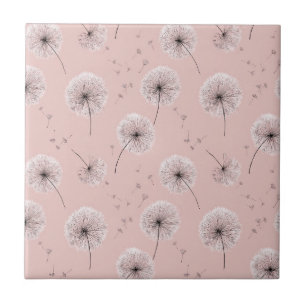 Carreau Motif de graine de pissenlit minimaliste rose (1)