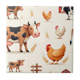 Carreau Motif de grange d'animaux de ferme mignons